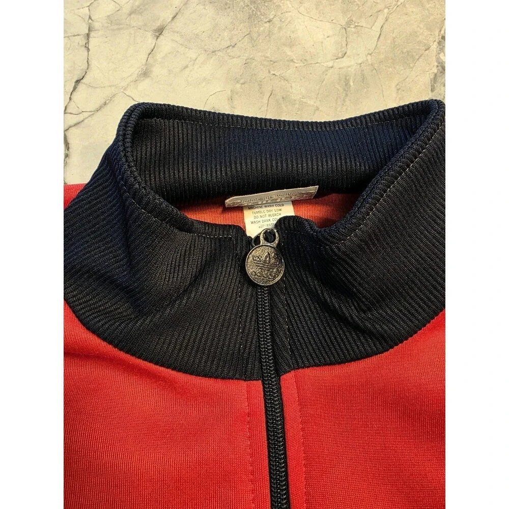 Vintage 80s Adidas Track Jacket Large Tall Red Navy Blue Colorblock Trefoil LT